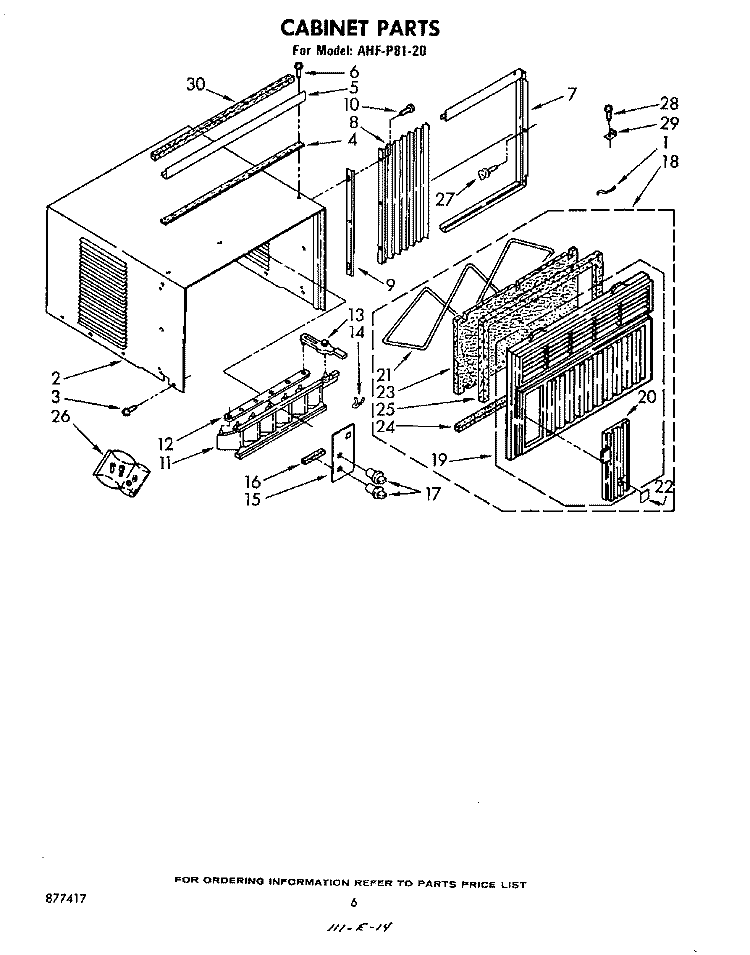 SECTION Diagram and Parts List for AHFP8120  Whirlpool Air Conditioner