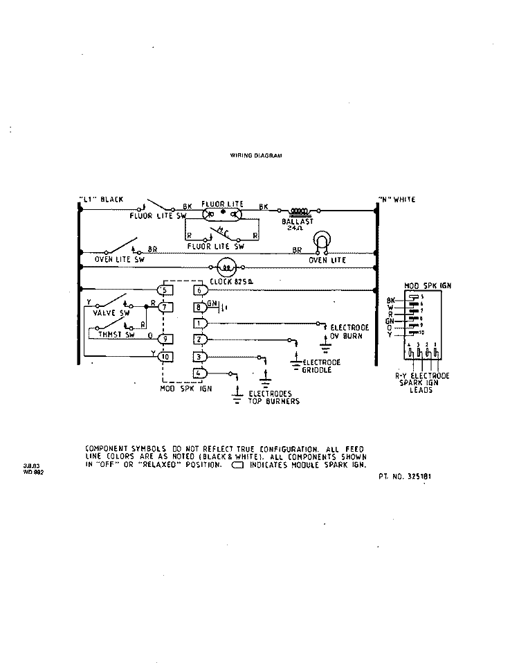 WIRING DIAGRAM Diagram and Parts List for 1653W0A  Roper Range