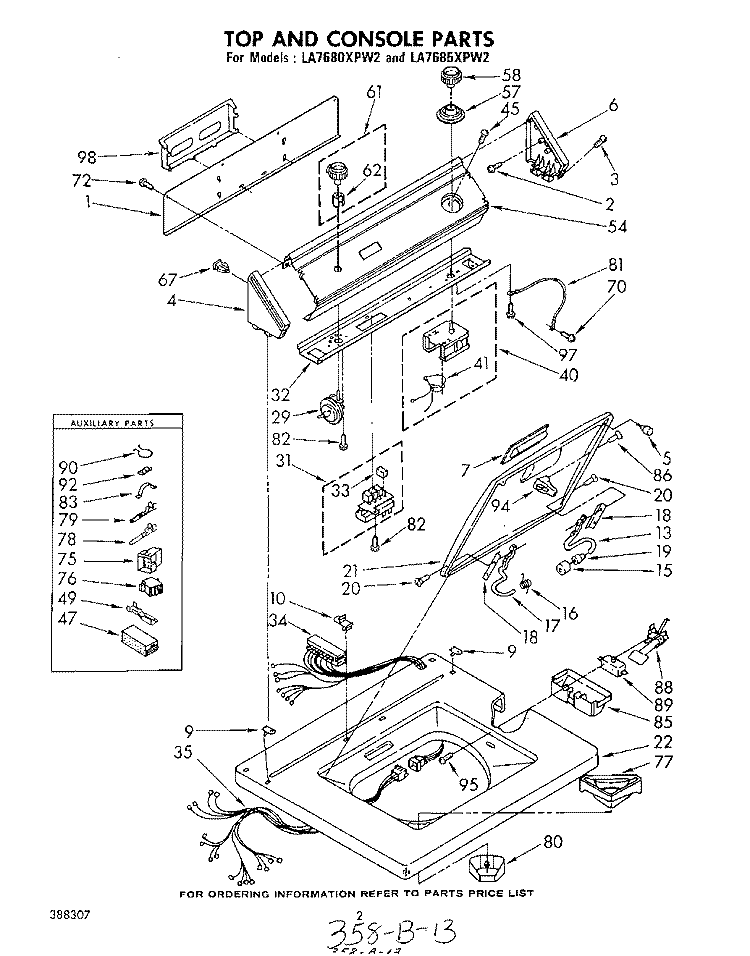 TOP AND CONSOLE Diagram and Parts List for LA7680XPW2  Whirlpool Washer