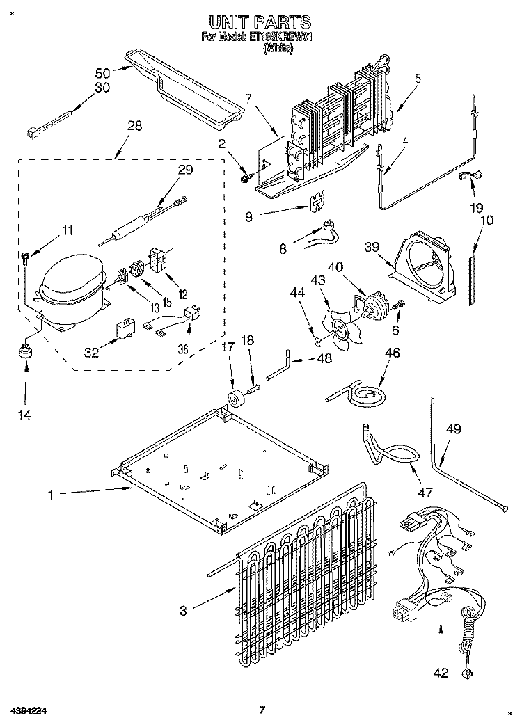 UNIT Diagram and Parts List for ET18SKREW01  Whirlpool Refrigerator