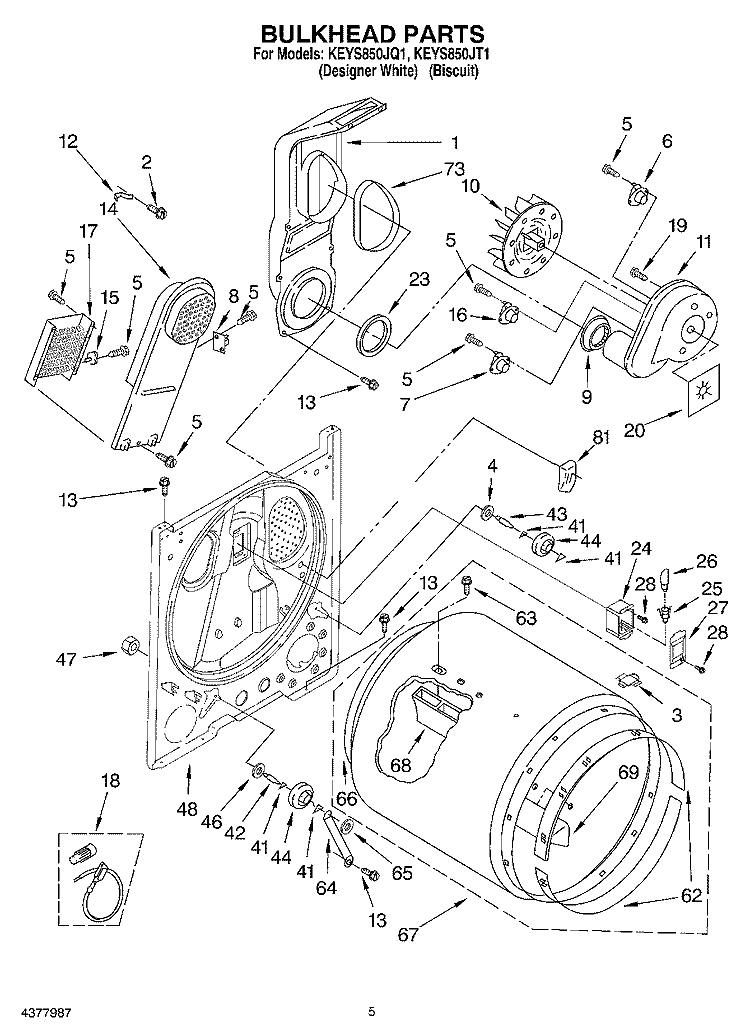 SECTION Diagram and Parts List for KEYS850JT1  KitchenAid Dryer