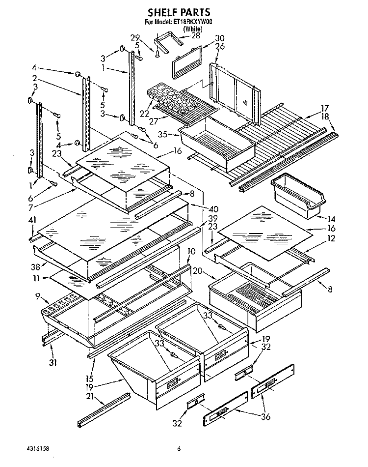 SHELF, LIT/OPTIONAL Diagram and Parts List for RT18RKXYW00  Whirlpool Refrigerator