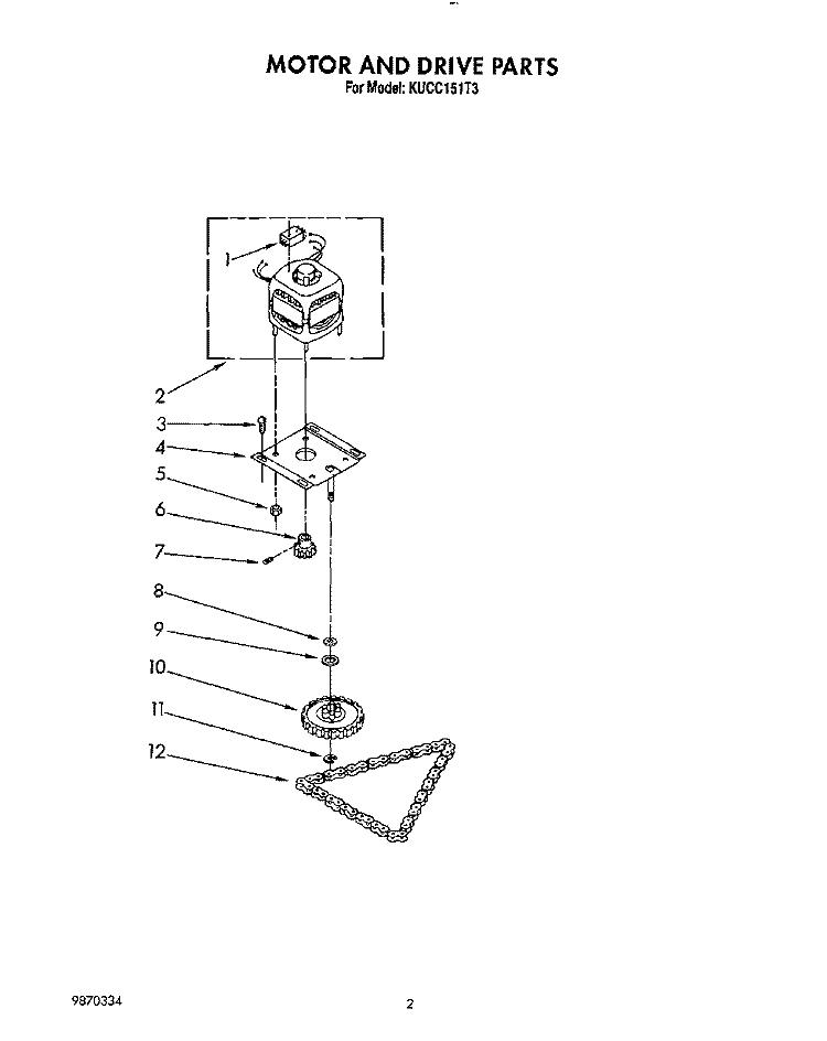 MOTOR AND DRIVE, LIT/OPTIONAL Diagram and Parts List for KUCC151T3  KitchenAid Trash Compactor