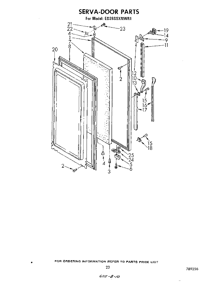 SERVA-DOOR Diagram and Parts List for ED26SSXMWR1  Whirlpool Refrigerator