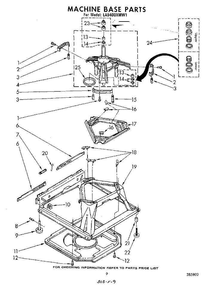 MACHINE BASE Diagram and Parts List for LA5400XMW1  Whirlpool Washer