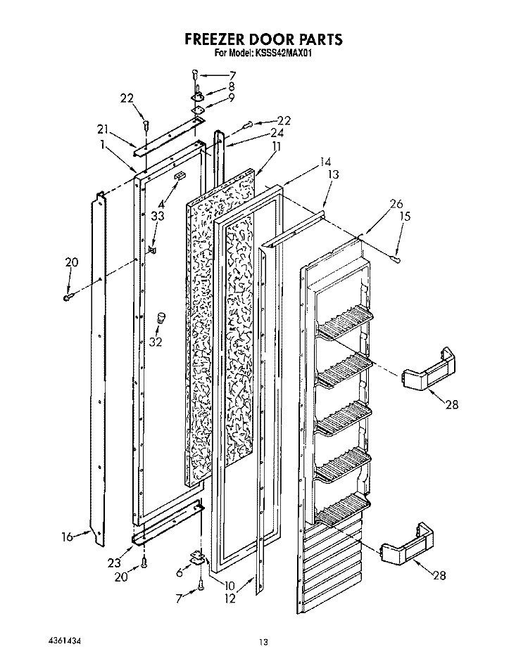 FREEZER DOOR Diagram and Parts List for KSSS42MAX01  KitchenAid Refrigerator