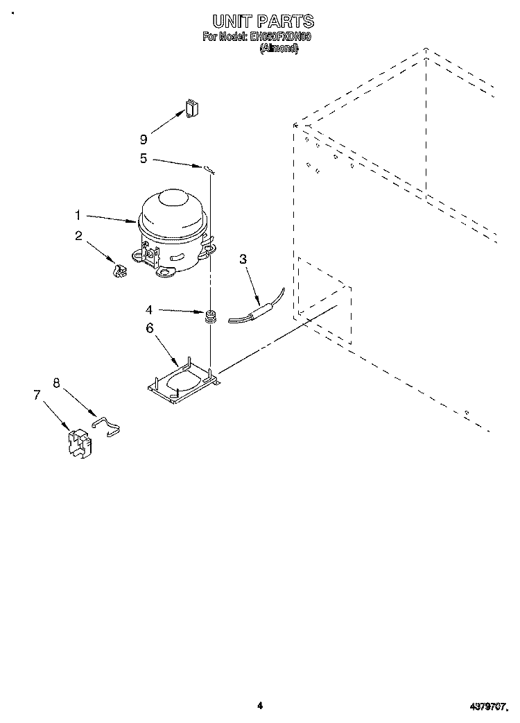 SECTION Diagram and Parts List for EH050FXDN00  Whirlpool Freezer