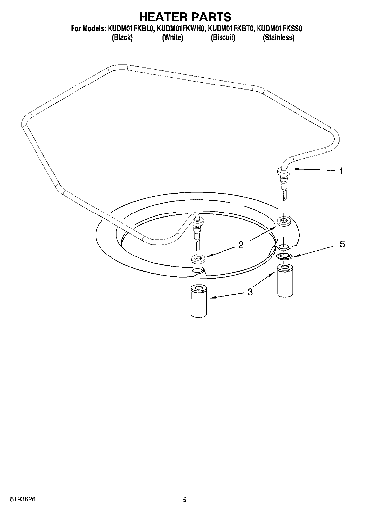HEATER PARTS Diagram and Parts List for KUDM01FKSS0  KitchenAid Dishwasher