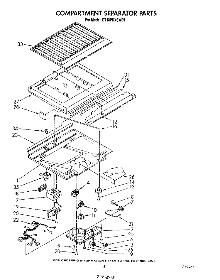 COMPARTMENT SEPARATOR Diagram and Parts List for ET18PKXSW05  Whirlpool Refrigerator