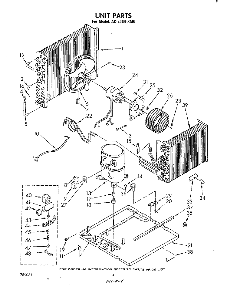 UNIT Diagram and Parts List for AC2004XM0  Whirlpool Air Conditioner
