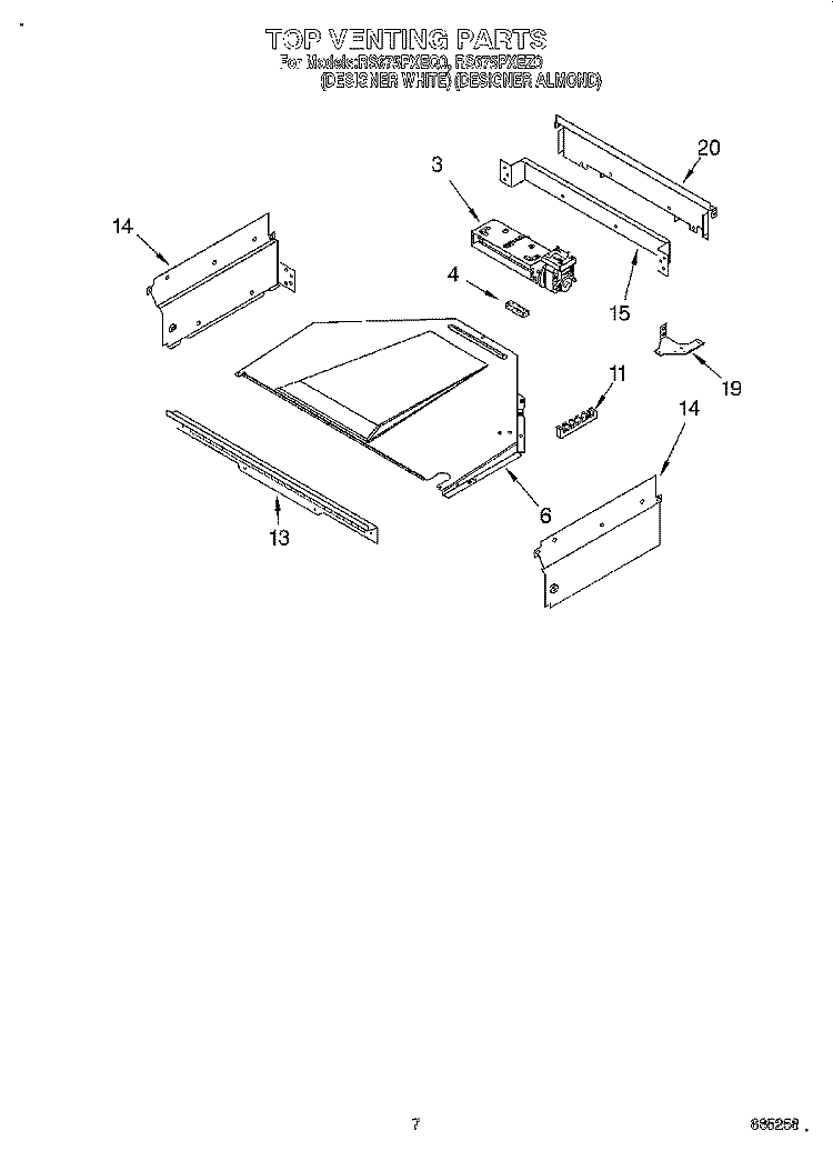 TOP VENTING, OPTIONAL Diagram and Parts List for RS675PXEZ0  Whirlpool Range