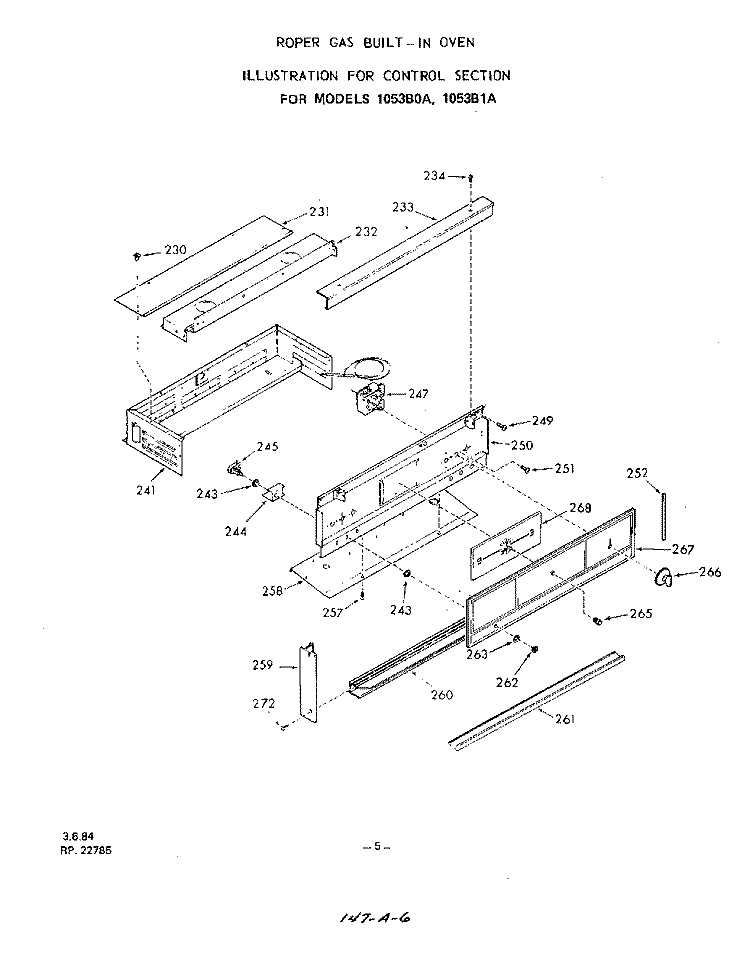 CONTROL, LITERATURE Diagram and Parts List for 1053B1A  Roper Wall Oven