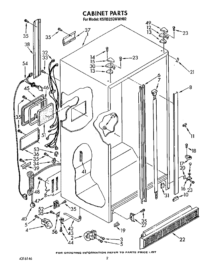 CABINET Diagram and Parts List for KSRB25QWAL02  KitchenAid Refrigerator
