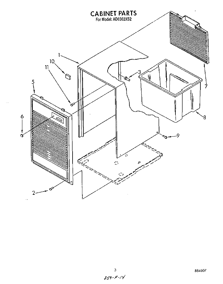 SECTION Diagram and Parts List for AD0302XS2  Whirlpool Dehumidifier