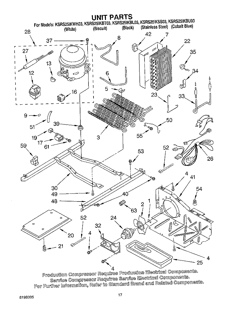 UNIT PARTS Diagram and Parts List for KSRS25IKBT03  KitchenAid Refrigerator
