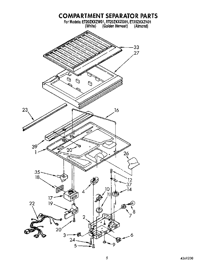 COMPARTMENT SEPARATOR Diagram and Parts List for ET20ZKXZG01  Whirlpool Refrigerator
