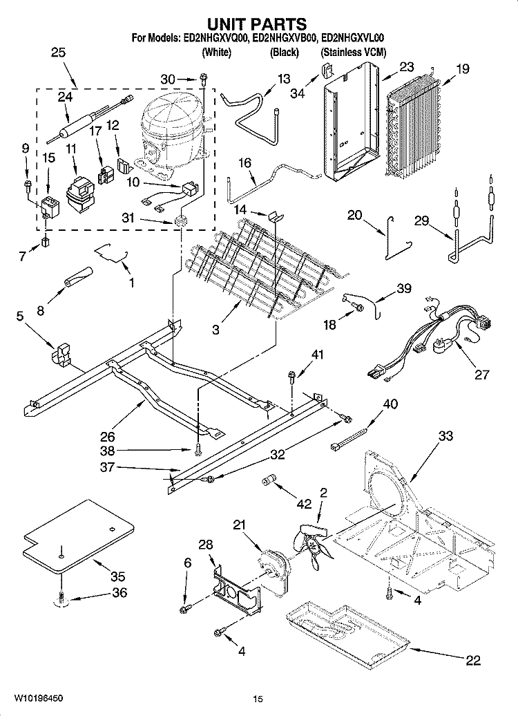 UNIT PARTS Diagram and Parts List for ED2NHGXVQ00  Whirlpool Refrigerator