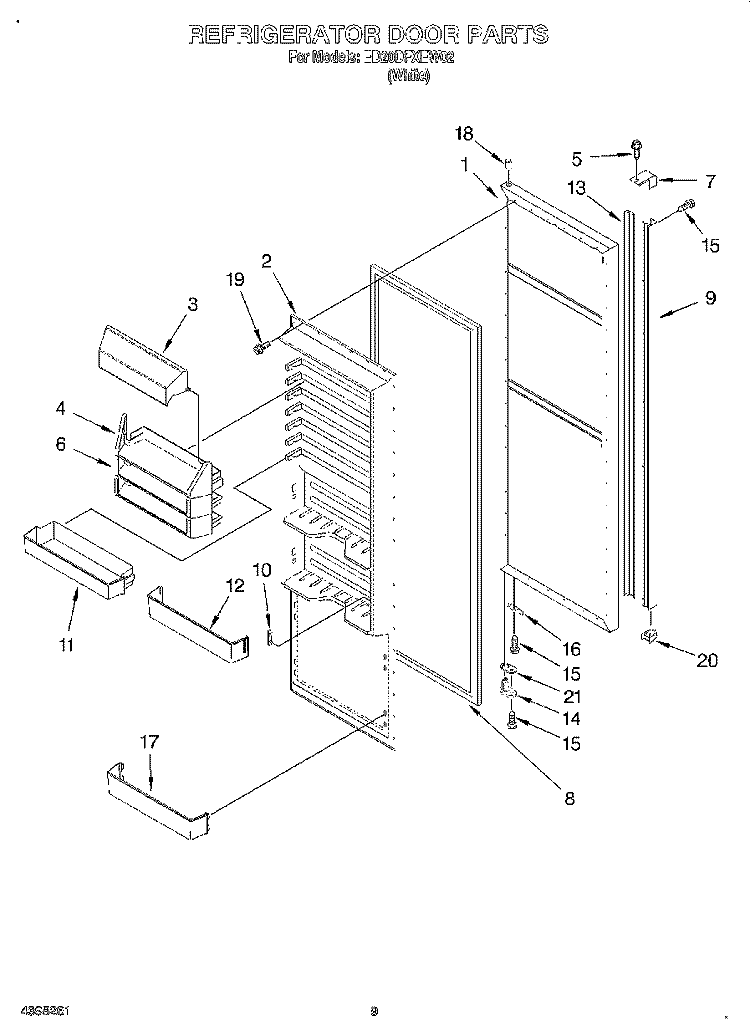 REFRIGERATOR DOOR Diagram and Parts List for ED20DFXEW02  Whirlpool Refrigerator