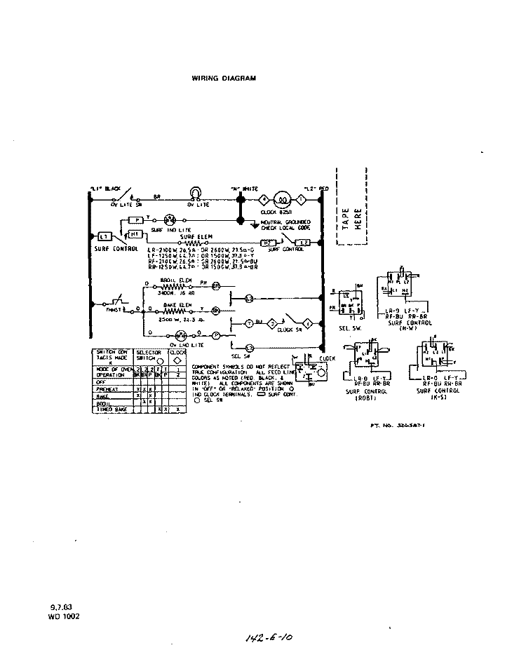 WIRING DIAGRAM Diagram and Parts List for 2224W1A  Roper Range