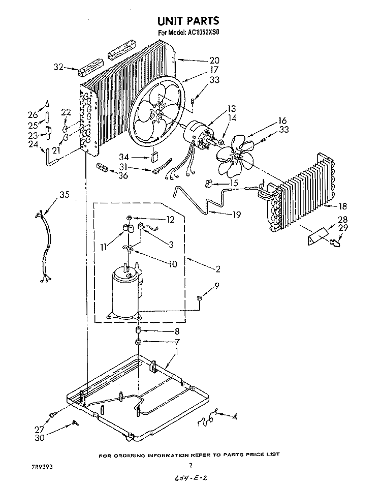UNIT Diagram and Parts List for AC1052XS0  Whirlpool Air Conditioner