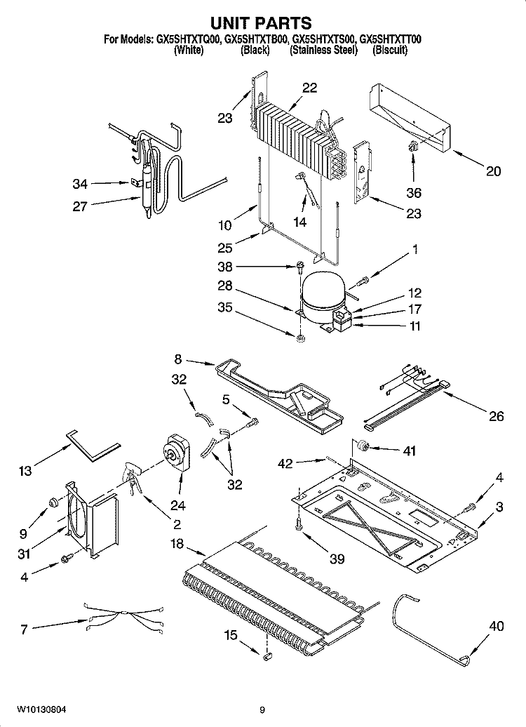 UNIT PARTS Diagram and Parts List for GX5SHTXTB00  Whirlpool Refrigerator