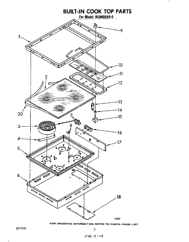 SECTION Diagram and Parts List for RC8600XP0  Whirlpool Cooktop