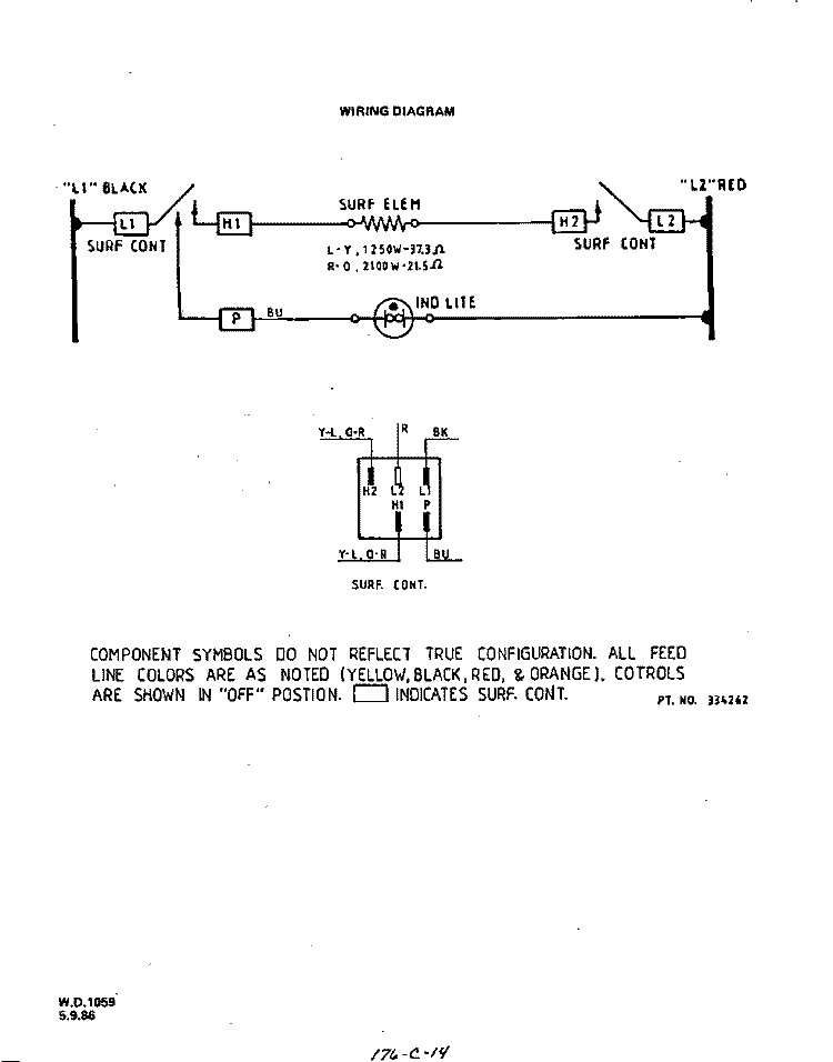 SECTION Diagram and Parts List for 2126^0A  Whirlpool Cooktop