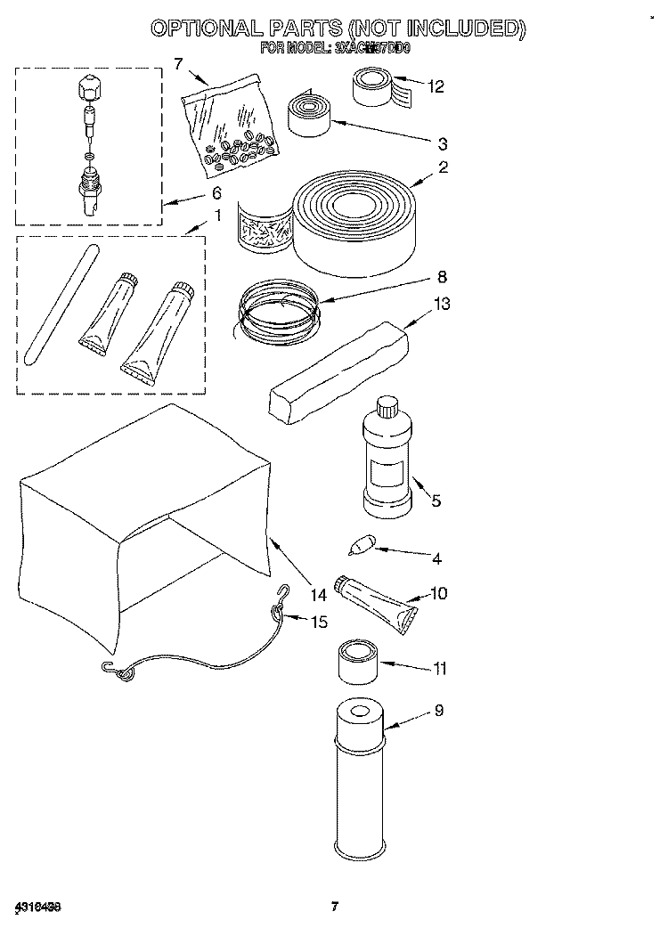 OPTIONAL Diagram and Parts List for 3XACM07DD0  Whirlpool Air Conditioner