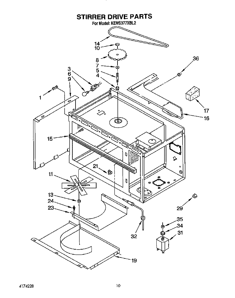 STIRRER DRIVE, OPTIONAL Diagram and Parts List for KEMS377XBL2  KitchenAid Microwave Oven Combo