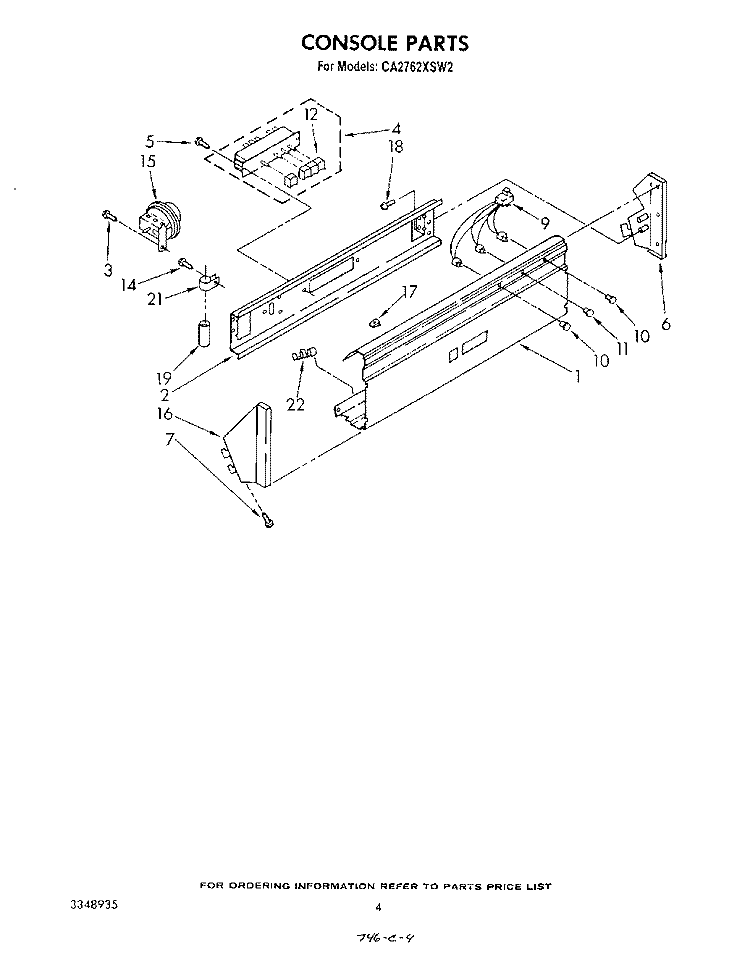 CONSOLE Diagram and Parts List for CA2762XSW2  Whirlpool Washer