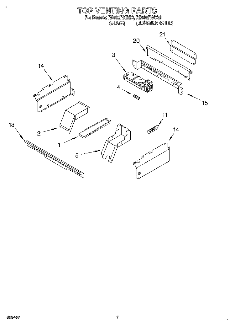 TOP VENTING Diagram and Parts List for RS696PXGQ0  Whirlpool Range