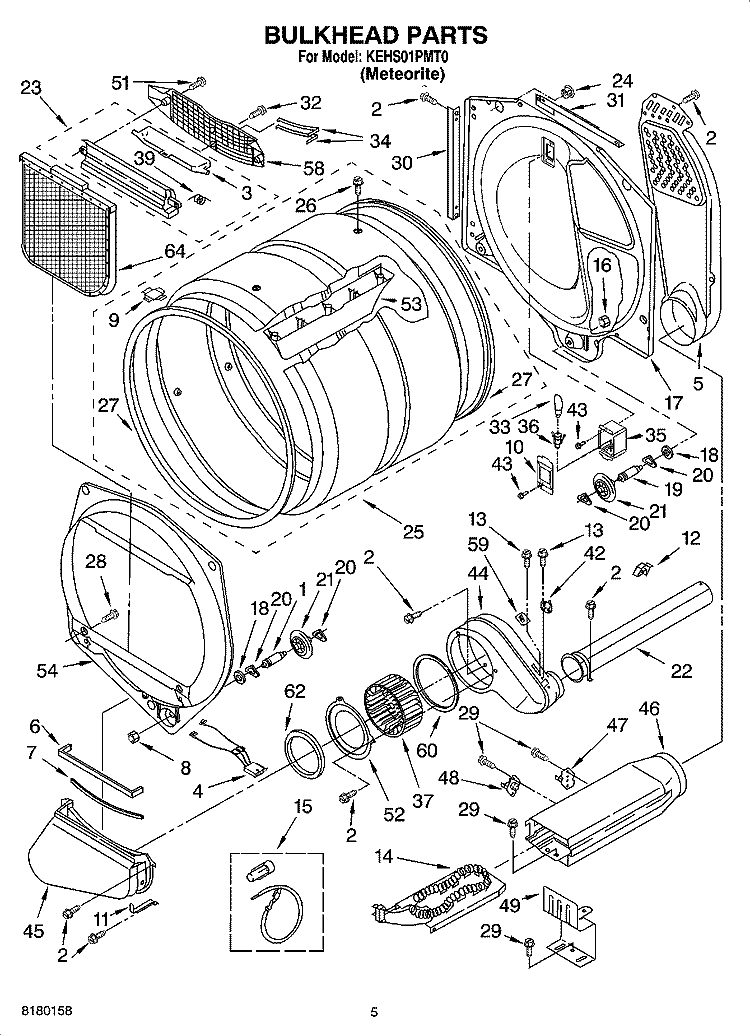 BULKHEAD PARTS AND OPTIONAL PARTS (NOT INCLUDED) Diagram and Parts List for KEHS01PMT0  KitchenAid Dryer