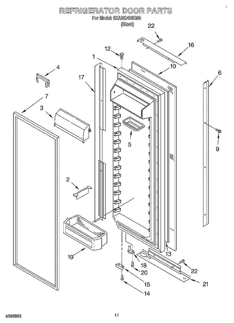 REFRIGERATOR DOOR Diagram and Parts List for 3XARG488G00  Whirlpool Refrigerator