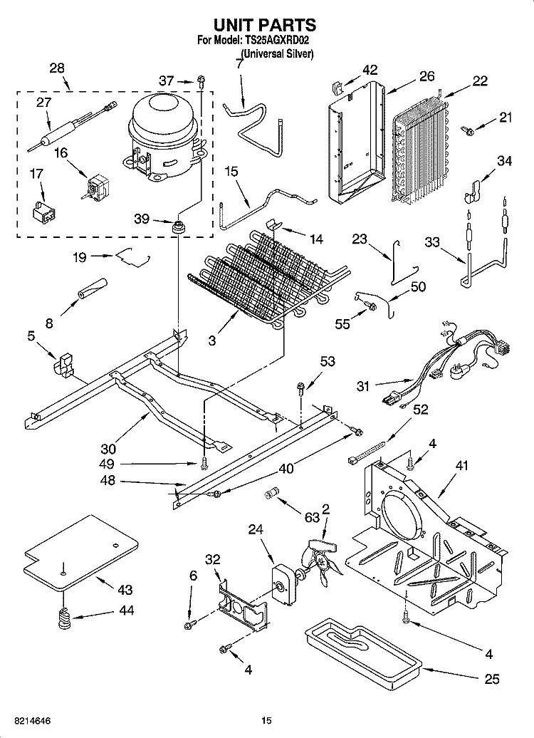 UNIT PARTS Diagram and Parts List for TS25AGXRD02  Estate Refrigerator