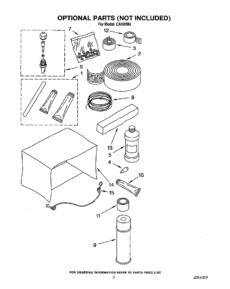 OPTIONAL Diagram and Parts List for CA5WM4  Crosley Air Conditioner