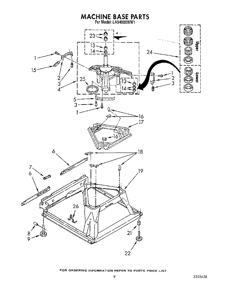 MACHINE BASE Diagram and Parts List for LA8400XWF1  Whirlpool Washer