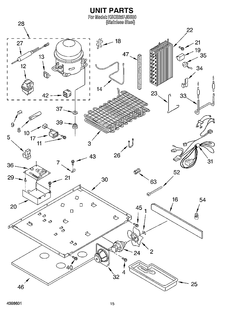 UNIT Diagram and Parts List for KSCS25FJSS00  KitchenAid Refrigerator