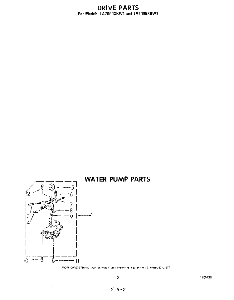 WATER PUMP Diagram and Parts List for LA7000XKW1  Whirlpool Washer