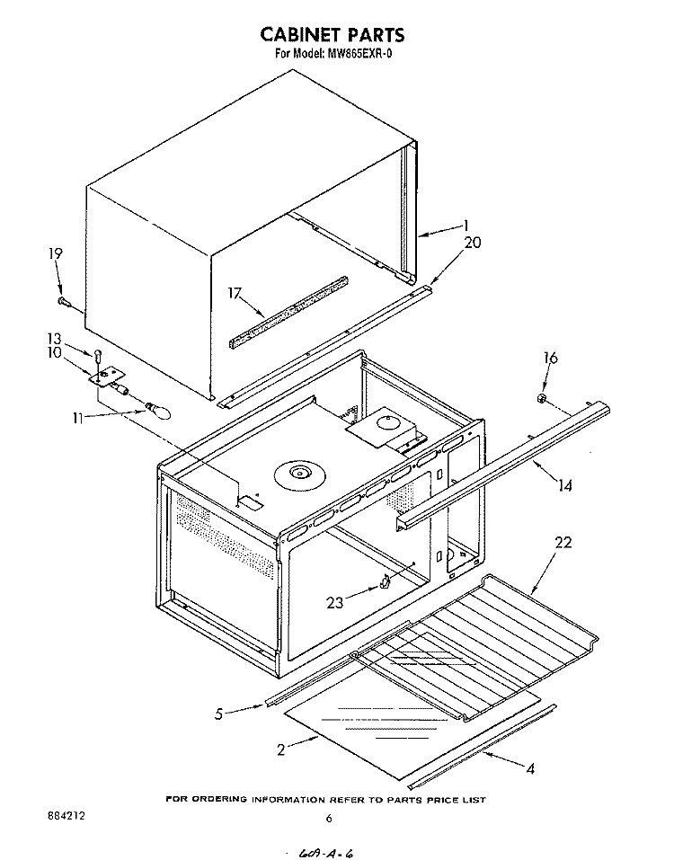CABINET Diagram and Parts List for MW865EXR0  Whirlpool Microwave