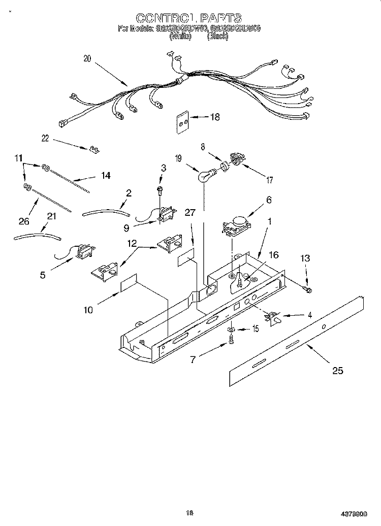 CONTROL Diagram and Parts List for 6ED25DQXDW00  Whirlpool Refrigerator