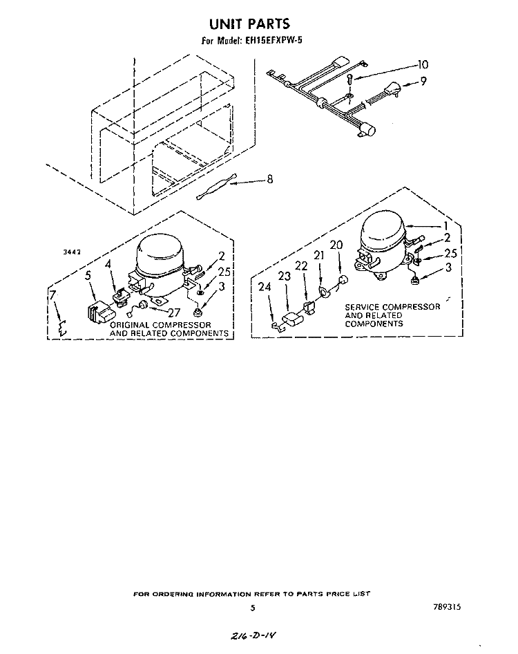 SECTION Diagram and Parts List for EH15EFXPW5  Whirlpool Freezer