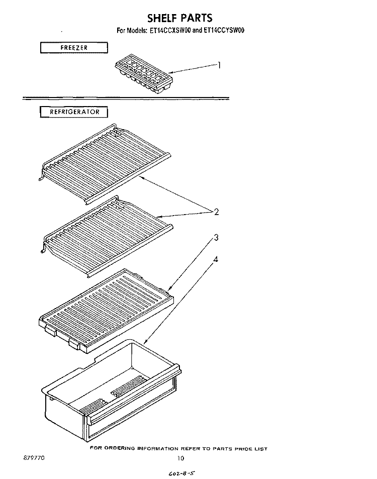 SHELF Diagram and Parts List for ET14CCXSW00  Whirlpool Refrigerator