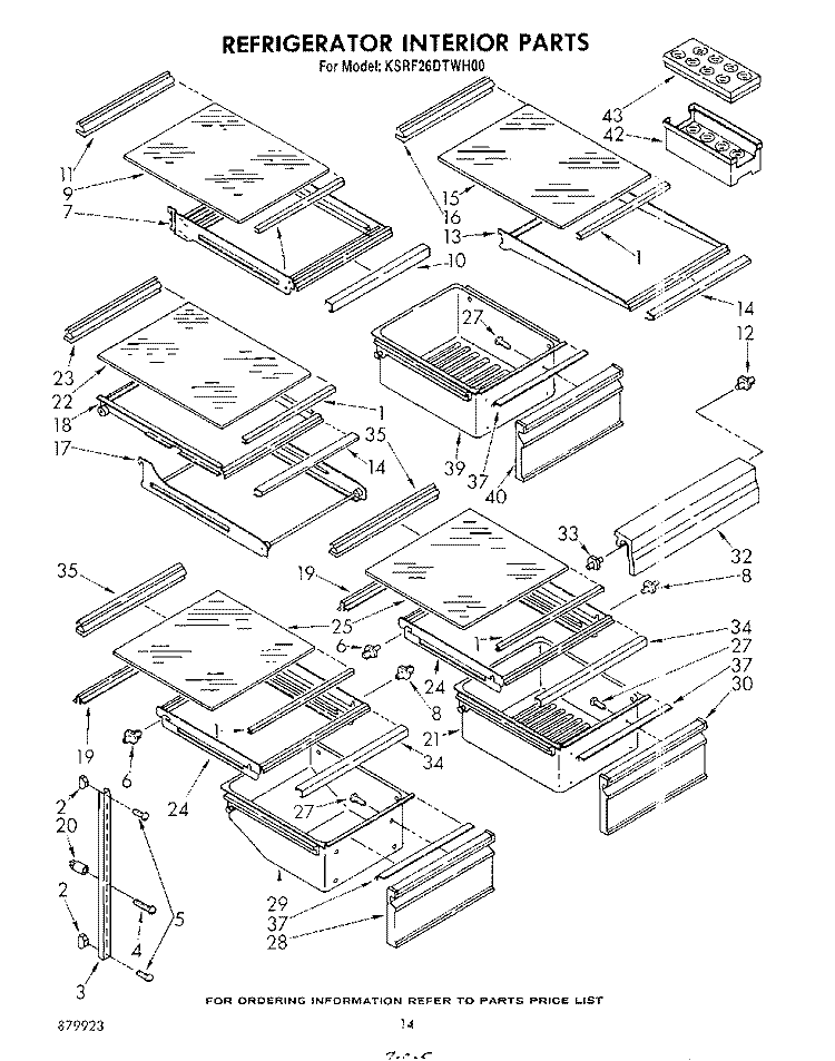 REFRIGERATOR INTERIOR , LIT/OPTIONAL Diagram and Parts List for KSRF26DTAL00  KitchenAid Refrigerator