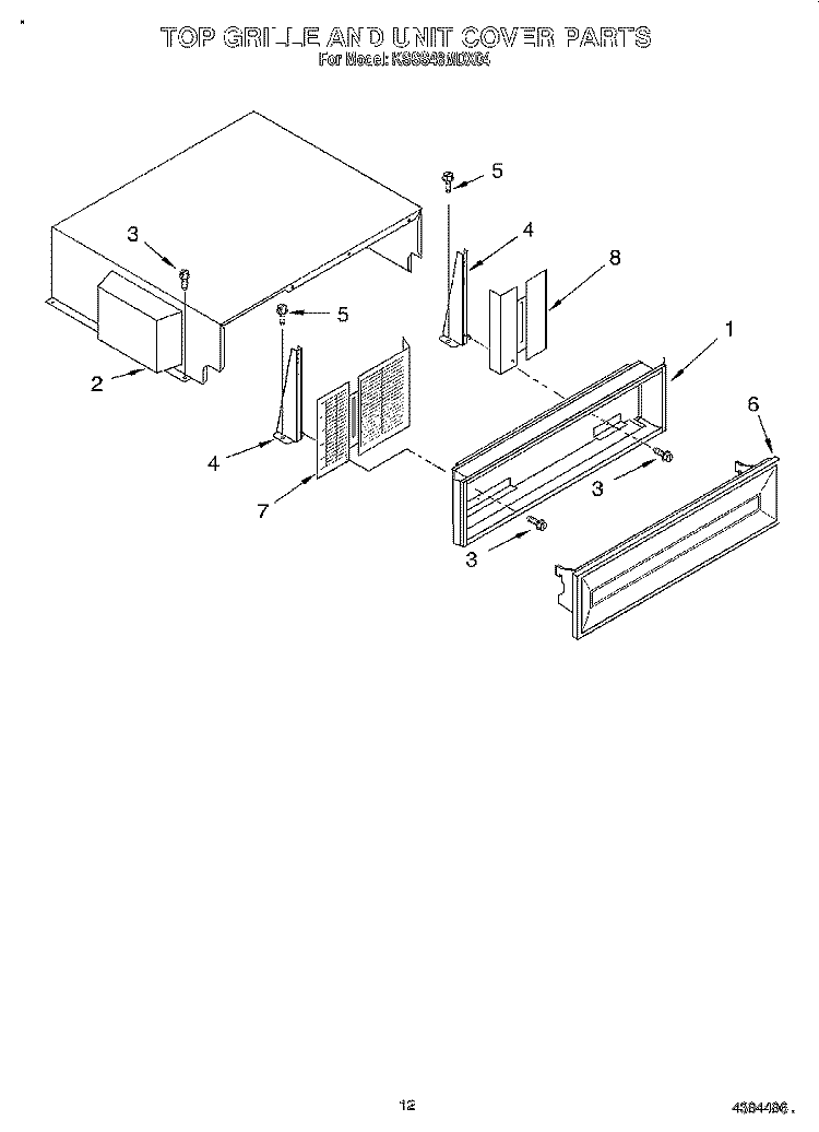 TOP GRILLE AND UNIT COVER Diagram and Parts List for KSSS48MDX04  KitchenAid Refrigerator