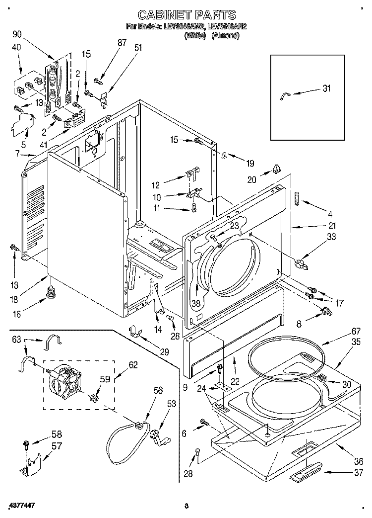 SECTION Diagram and Parts List for LEV6646AN2  Whirlpool Dryer