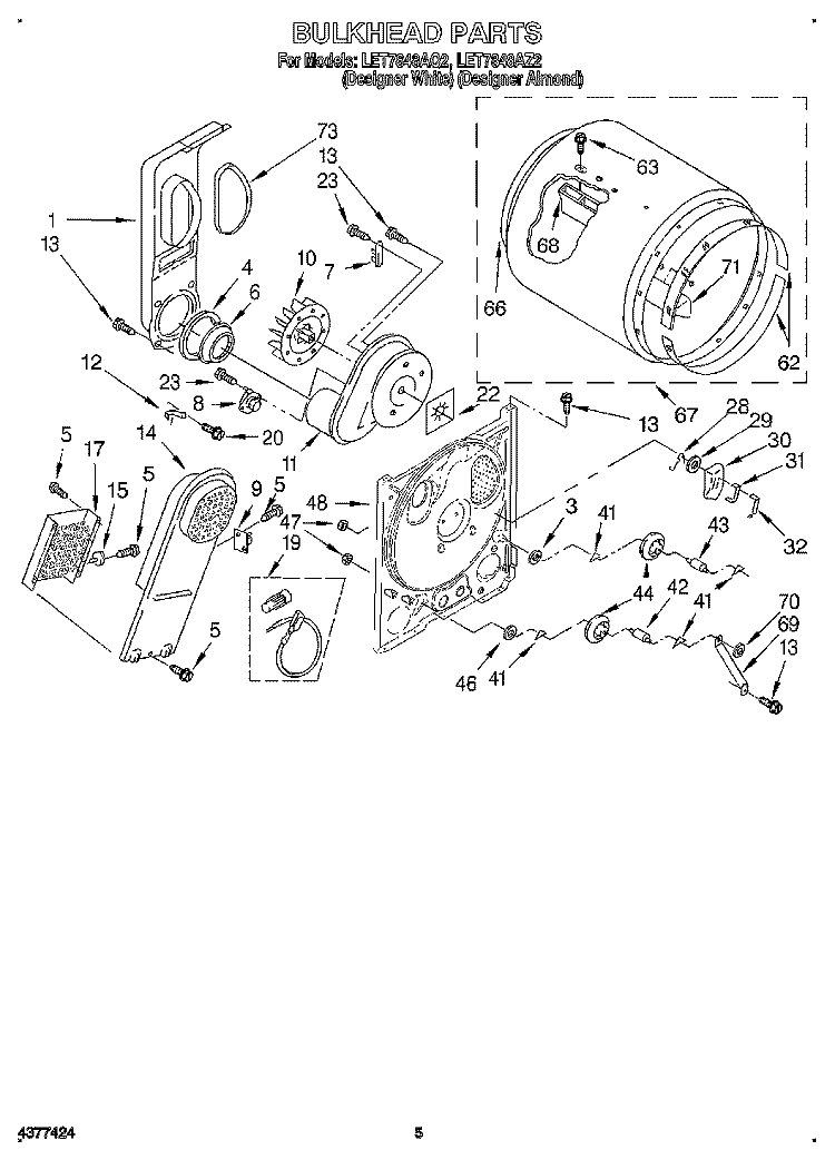 SECTION Diagram and Parts List for LET7848AZ2  Whirlpool Dryer