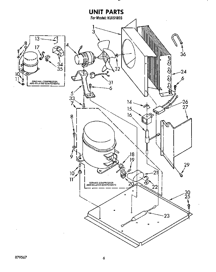 UNIT Diagram and Parts List for KUIS185S  KitchenAid Ice Maker