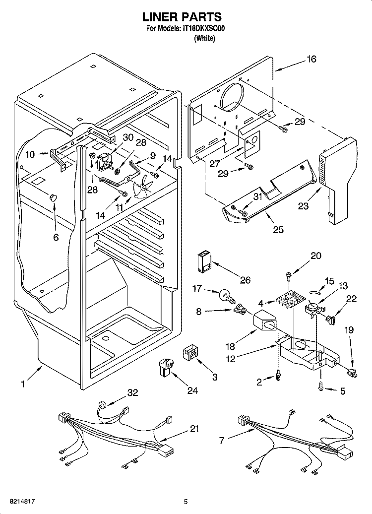 LINER PARTS Diagram and Parts List for IT18DKXSQ00  Inglis Refrigerator