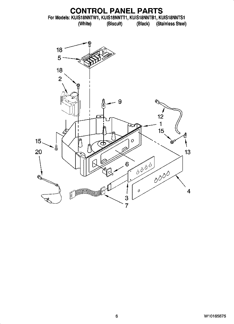 CONTROL PANEL PARTS Diagram and Parts List for KUIS18NNTS1  KitchenAid Ice Maker