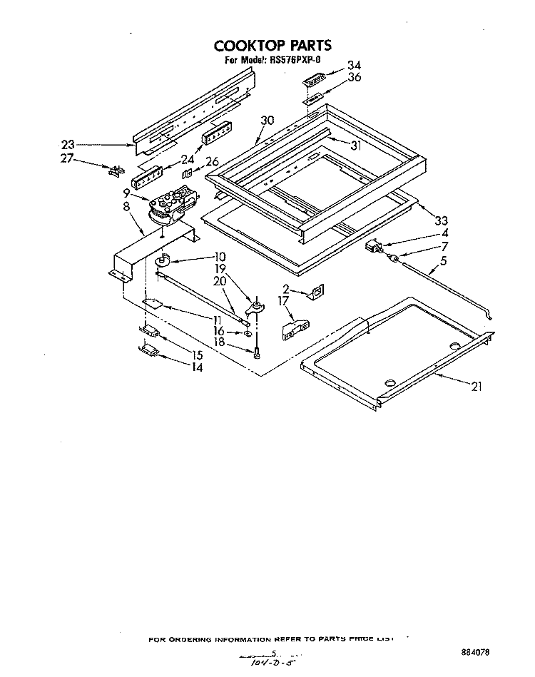 COOKTOP Diagram and Parts List for RS576PXP0  Whirlpool Range